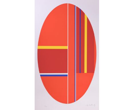 Ilya Bolotowsky (1907-1981) "Scarlet Vertical Ellipse" Color Serigraph Pencil signed and numbered (19/200) lower margin. Prov