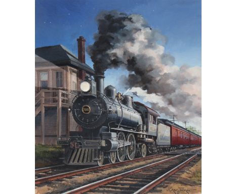 J. Craig Thorpe (American, B. 1948) "Ohio Locomotive" Signed lower right. Original Oil painting on Paper. Provenance: Collect