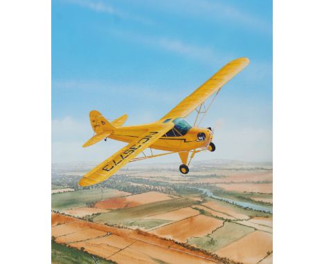 Steve Ferguson (American, B. 1946) "Piper Cub" Signed lower left. Original Mixed Media on Cold Press Illustration Board. Prov