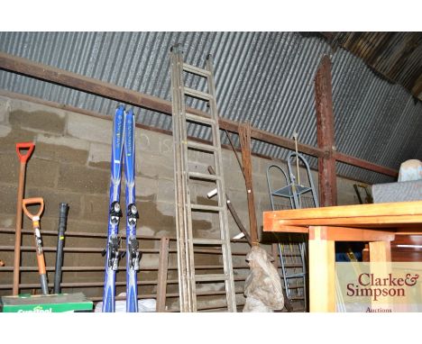 An aluminium extending ladder