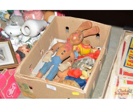 A box of vintage soft toys