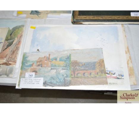 John Tookey Aldeburgh colour print, two small oil landscapes etc.