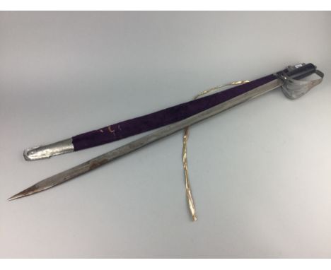 20TH CENTURY SWORD, with scabbard, 88cm long overall