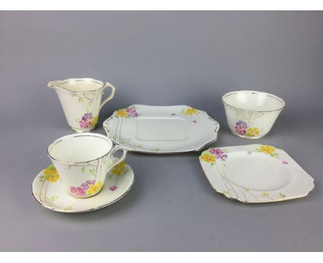 FLORAL PART TEA SERVICE, along with a Royal Stafford white and gilt tea service