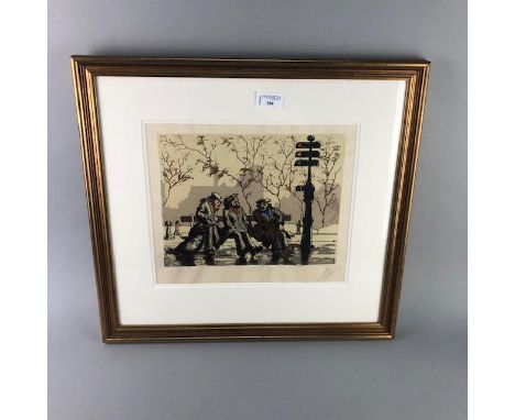 CONTINENTAL SCHOOL, lithograph, signed indistinctly 21cm x 28cm Mounted, framed and under glass