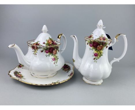 ROYAL ALBERT OLD COUNTRY ROSES TEA AND COFFEE SERVICE, comprising approximately 58 pieces overall, including tea pot, coffee 