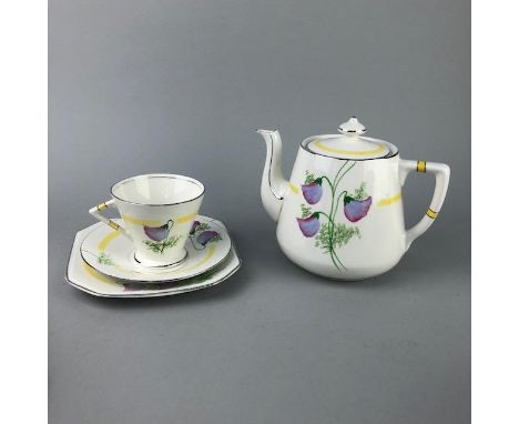 HAND PAINTED PALISSY PART TEA SERVICE, with floral decoration