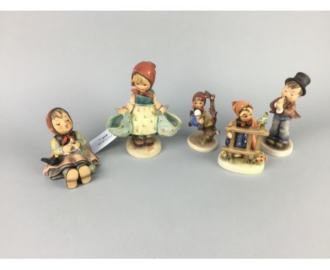 HUMMEL FIGURE OF A GIRL, 14cm high, along with four other Hummel figures of children (5)
