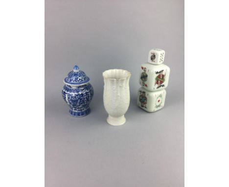 KAISER WEST GERMANY CERAMIC VASE, with floral decoration, 18cm high, along with other ceramics including a Chinese blue and w