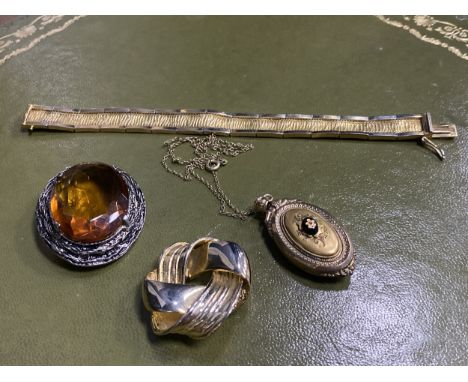 PAIR OF SILVER OLA GORIE EARRINGS, with Celtic design, marks to reverse, along with a collection of jewellery including a loc