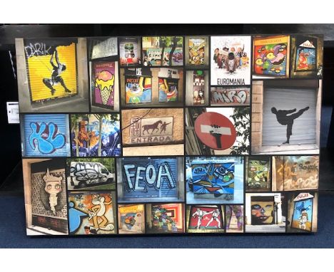 GICLEE PRINT ON CANVAS, depicting street art and graffiti 50cm x 76cm Unframed, as intended