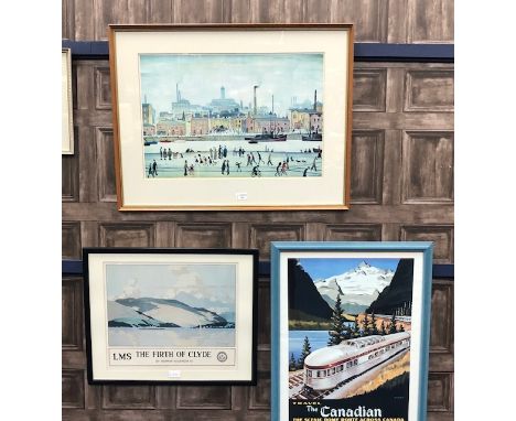 AFTER L.S LOWRY COLOUR PRINT, along with two reproduction posters (3)