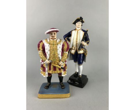 ROYAL WORCESTER FIGURE OF HENRY VIII, 24cm high, along with another of Admiral, 29.5cm high (2)