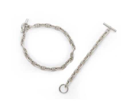 HERMES Paris. Demi-parure 'Chaîne d'Ancre'En argent 925 °/°°, composé d'un bracelet et d'un tour de cou, fermoirs bâtonnets. 