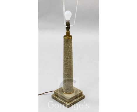 A Linley simulated shagreen table lamp, H.22in.