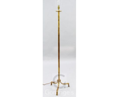 A Linley gilt iron lamp standard, with tripod base, H.4ft 8in.
