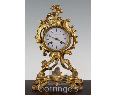 A late 19th century French ormolu mantel clock, by Bourdin, Rue de la Paix, Paris, 11in.