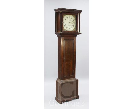 Harris of Northiam. A George III mahogany thirty hour longcase clock, with painted square dial, 5ft 11in.