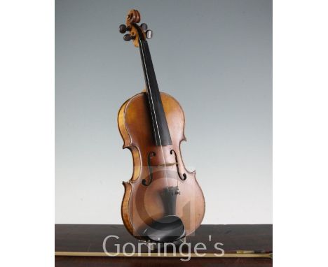 A 19th century French Colin of Nancy violin, with label dated 1881, cased with bow