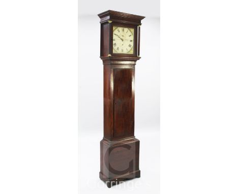 Cometti of Lewes. A George III mahogany cased thirty hour longcase clock, with 12 inch painted dial, 6ft 7in.