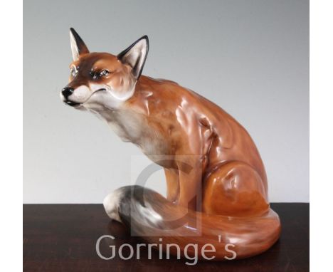 A large Royal Doulton figure of a seated fox, model no.HN2634, 26.5cm
