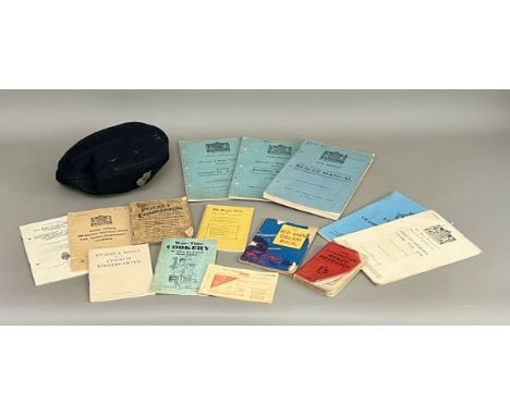 A WW2 British Home Front ARP (Air Raid Precautions) beret with a silver ARP badge - the beret printed 'W D J. Collett Ltd 194