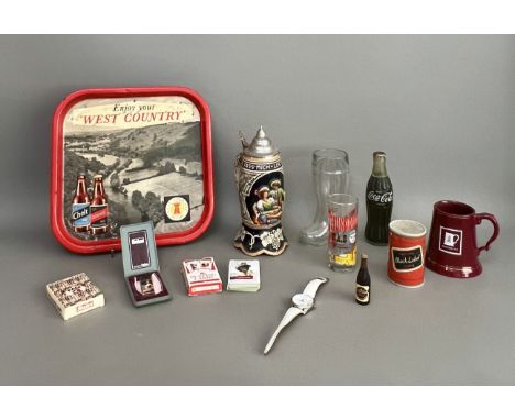 A small group of vintage Breweriana and retro collectables - 1960s-80s, including two novelty AM radios, one modelled as a Co