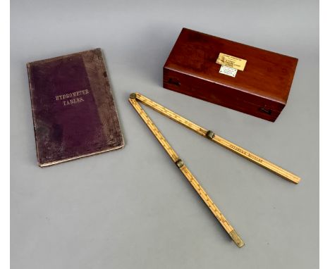 A mahogany cased Sike's Hygrometer by J. Hicks of Hatton Garden, London - with an ivory mercury thermometer, brass float and 