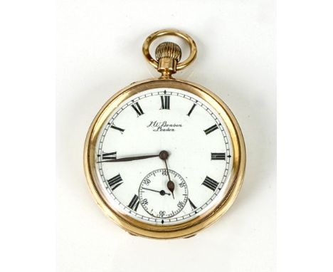 An Edwardian 18ct gold cased open faced, fob wind pocket watch 'The Keyless Ludgate Watch' by J. W. Benson of London - hallma