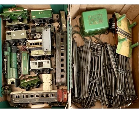 A collection of pre-war Hornby O gauge electric model railway - all unboxed, including a 4-4-2 Riviera Blue Train locomotive 