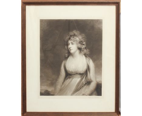 A c. 1900 black and white print/mezzotint of Lady Wrottesley by printer Norman Hirst (1862-1956) - signed in pencil lower rig