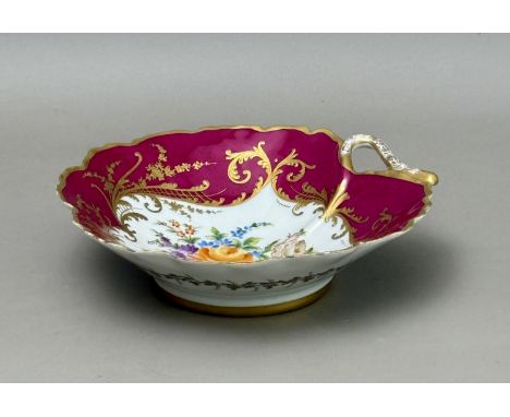 A Limoges Atelier Camille Le Tallec of Paris decorated porcelain leaf-shaped dish - painted marks, date code for 1959, with b
