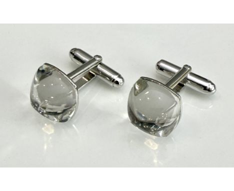 A cased pair of Baccarat sterling silver and glass cufflinks - 'Les Bijoux', with original swing tag.