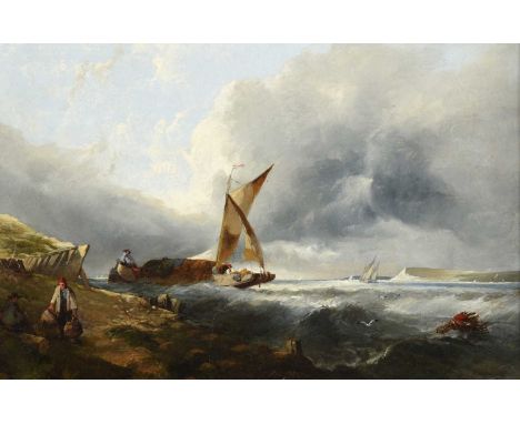 Alfred Montague (1832-1883)Fishermen returning home with the day's catchSigned and dated 1882?, oil on canvas, 30cm by 44cmPr