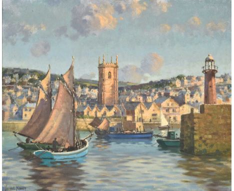 Bernard Ninnes RBA, ROI (1899-1971)"Evening Glow, St Ives" Signed, with inscribed artist's label, oil on canvas, 50cm by 60.5