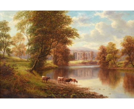 William Mellor (1851-1931)"Bolton Abbey from the Wharfe, Yorkshire""On the Wharfe, Bolton Woods, Yorkshire" Each signed, insc