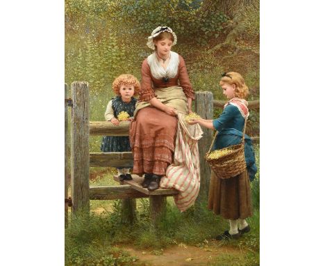 George Dunlop Leslie RA (1835-1921)"Cowslips"Initialled, oil on canvas, 140cm by 104.5cmProvenance: The Rt. Hon. William Geor