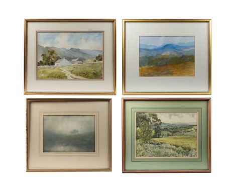 A collection of four pictures Jane Lampard, a countryside scene, watercolour on paper, signed lower left 'Jane Lampard', 25cm