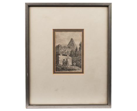 Hubert Robert (French 1733-1808) ‘Le Sarcophage’, etching.13cm x 8cm.Qty: 1The Estate of the late Sabih Aykoler.Framed and gl
