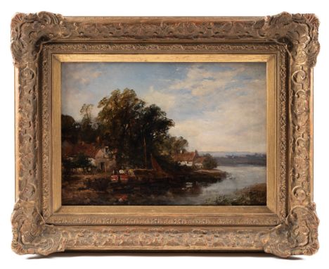 Charles Branwhite (British 1817-1880)  Barge on a Norfolk river, oil on canvas, unsigned.With Peter Cardiff Fine Art gallery 