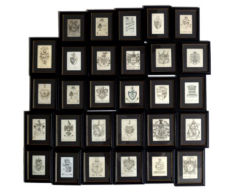 A collection of twenty-nine antique bookplates To include those for The Reverend Charles Jasper Selwyn of Blockley Worcesters