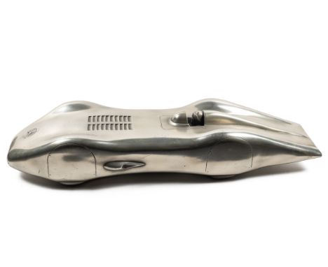 A large model of a Mercedes Benz W125 Streamliner Cast resin finished in pewter, originally purchased from Ralph Lauren.68cm 