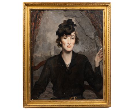 European 20th century School A portrait of a young woman before a tree, oil on canvas, signed and dated '1935 Hass.St'. 71cm 