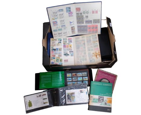 A collection of various UK and worldwide stamp albums, including First Day Covers, stock book etc (boxful) 