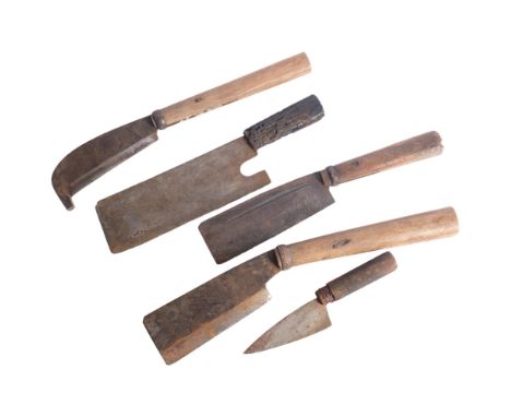 Japanese Axes and Knives with turned wood handles, and other tools 