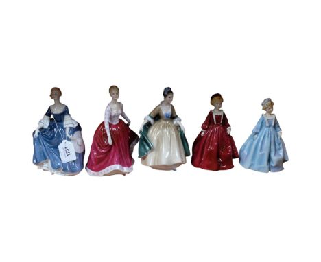 A group of Royal Worcester and Royal Doulton and figurines (5), tallest 20cmGrandmother's Dress by F G Doughty 3081 x 2 blue 