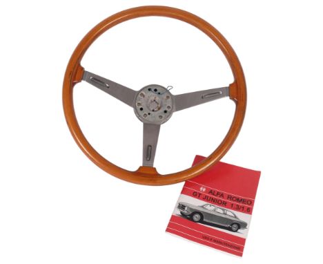 MOTORING INTEREST - an Alfa Romeo Hellebore steering wheel, marked "Alfa Romeo, Hellebore", and a User Manual for the Alfa GT