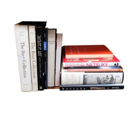 A collection of hardback Japanese and Chinese reference books, including Legend in Japanese Art by Henry L Joly, The Baur Col