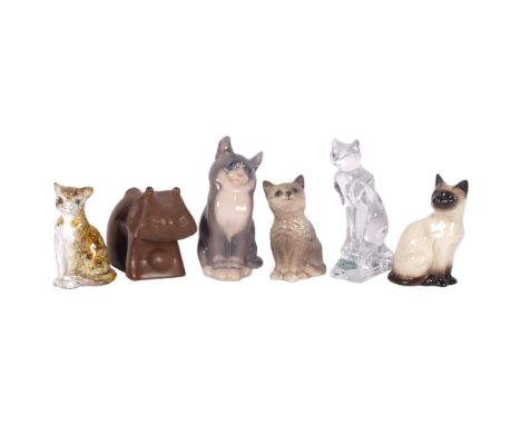 Royal Copenhagen cat, 13cm, and 5 others including Doulton and Beswick 