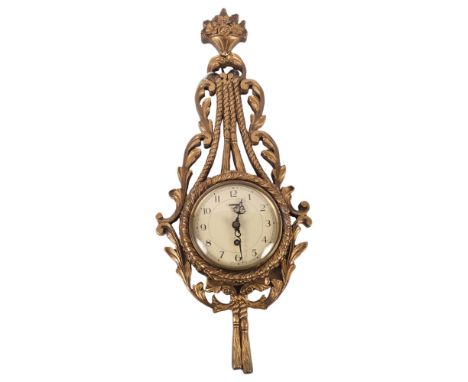 An Atsonea 20th century giltwood cartelle style clock, with Smiths 8-day movement, L55cm 